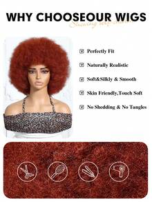 Tóc giả xoăn xù Afro mật độ cao 12 inch - Tóc ngắn kiểu bob có mái, lưới hoa hồng, màu đen tự nhiên, phù hợp để đội hàng ngày, tạo kiểu bảo vệ, tóc xoăn bồng bềnh, mũ đội chắc chắn, lý tưởng cho người bận rộn, thay đổi kiểu tóc nhanh chóng, cần thiết cho Halloween và du lịch, phong cách Y2K, tạo vẻ ngoài sang trọng cho kỳ nghỉ, dành cho phụ nữ. - Màu Đỏ Sâu - Xem 6