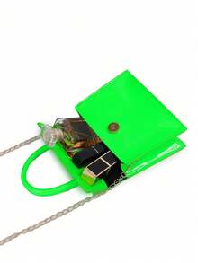 亮面漆皮链条手提包