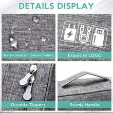 1pc Black Lightweight Portable Electronic Cable Organizer Bag, Multi-Functional Travel Cable Organizer With Mesh Pocket, Lipstick Holder, Red & Gray Fabric Design, Compact & Portable, Can Store Chargers, Power Banks, Cables, Small Tools, Multi-Purpose Organizer Pouch With Zipper