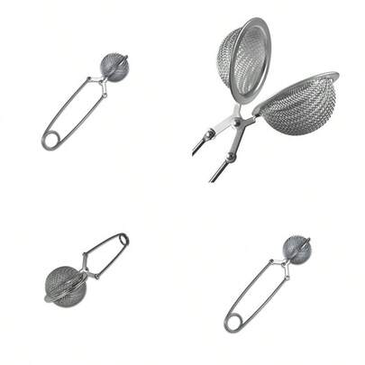 Round Double-Mesh Stainless Steel Tea Infuser Stir Wand W/ Jointed Clip Clamp Handle#Vent