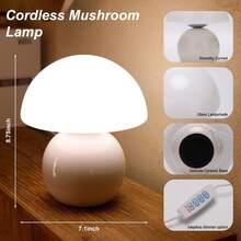Mushroom Lamp For Bedroom - White Ceramic Mushroom Table Lamp- Mid Century Modern Aesthetic Desk Lamp For Nightstand, Living Room, Gift Decor - trắng - Xem 8