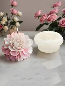 3D芙蓉花硅胶模具，适用于制作香薰蜡烛、肥皂、树脂工艺品、DIY家居装饰、花卉烛台，牡丹花造型，经久耐用 - 白色矽膠模具 - 查看 4