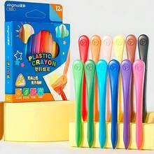 ELE-GATE Paquete de 12 Crayolas Plásticas Triangulares - Multicolor - Ver 4