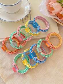 6pcs Women Tie-Dye Floral Hair Scrunchies, Fresh & Sweet Hair Accessories Suitable For Daily Wear Head Woman Accessories