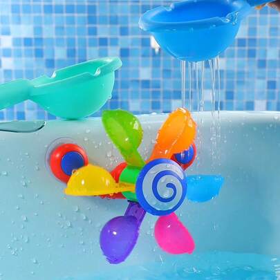 Assorted Color Rainbow Windmill Shower Toys With Scoop, Water Play Games For Toddlers And Infants (Color Random)