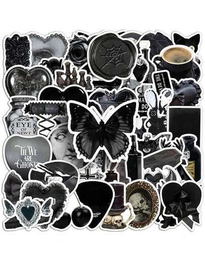 50pcs Gothic Style Stickers, Dark Aesthetic Stickers, Dark Academia Sticker Set, Waterproof Vinyl Stickers Suitable For Envelopes, Water Bottles, Computers, Laptops, Phones, Luggage, Notebooks, Refrigerators, Etc.