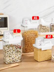 1pc Kitchen Storage Canister, Airtight Sealed Food Storage Container With Lid, Portable Leak-Proof Pantry Box For Grains, Nuts, Flour And Rice, Kitchen Organization Accessory - Clear - View 6