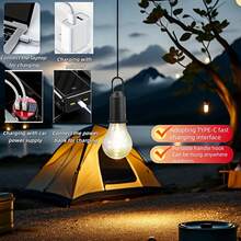 1pcs LED Camping Lights: Rechargeable, Dimmable, Portable For Outdoor Use, Perfect For Valentine's Day, Thanksgiving, Christmas, And Halloween, ABS Material, Holiday Decoration, Modern Style Lantern, High-Quality LED, Solar-Powered, Home Decor - 黑色 - 查看 7
