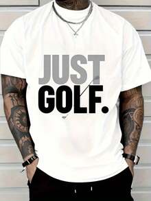 Men's Short Sleeve T-Shirt White JUST GOLF Text And Golf Club Design For Sports Enthusiasts - trắng - Xem 13