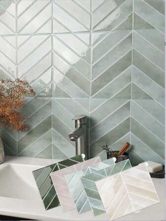 1/10/20pcs Waterproof Modern Geometric Herringbone 2D Textured Wall Panels, DIY Tiles, Contemporary Honeycomb Wall Stickers, Removable Self-Adhesive Wall Tiles For Kitchen Backsplash, Bathroom, And Holiday Decor