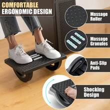 Foot Rest For Under Desk At Work - Ergonomic Foot Stools For Under Office Desk - Rocking Footrest With Roller Massager - Leg Rest For Chair, Computer Gaming - Promote Leg Circulation - 黑色 - 查看 4
