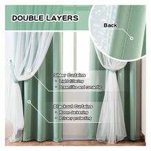 Curtains 52x84 Inch - Cute Green Polka Dot Blackout Curtains For Bedroom - Double Layer Sheer Grommet Window Panels Set Of 2 - 如圖 04 所示 - 查看 2