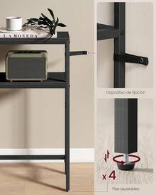 VASAGLE Mesa de Consola de 2 Niveles, Mesa Auxiliar, 20 x x 80, Gris Carbón y Negro Tinta MLNT131B22V1 - 1 - Ver 1