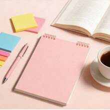 1 Piece Of Macaron-Colored Ring Binder Notebook, Cherry Blossom Pink And Sky Blue Spiral Notebook, Smooth Page Turning Without Jamming, Flexible Writing Angle, Suitable For Daily Notes, Student Notes, Office Memos, And Portable Journals. - 粉色 - 查看 2