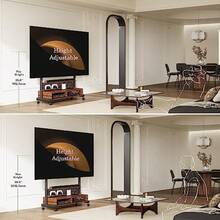 ccFITUEYES Soporte de TV con ruedas para 70 a 100 pantallas de TV grandes soporte de piso para TV móvil con ruedas con amplio tablero de clavijas de almacenamiento y estante de madera carrito de TVnn - 70100 con 2 cajones - Ver 3