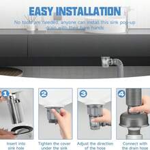 Elastyczny, odporny na zapachy zestaw rur spustowych, łatwy do rozprężenia, utrzymuje świeżość, wydajny przepływ wody w zlewach kuchennych i łazienkowych, kluczowy dla higieny domowej, odpływ zlewu zapobiegający powstawaniu zapachów, urządzenie antyzapachowe, odpływ z rdzeniem odbijającym do umywalki - Biały - Zobacz 8