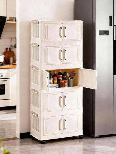 1 pieza (45cm/17.7 pulgadas) - (60cm/23.6 pulgadas) Ancho Armario de almacenamiento plegable, Caja de almacenamiento de ropa, Organizador de almacenamiento doméstico Armario portátil, Caja plegable de doble puerta, Seleccionable de 1-5 capas, Puerta doble reforzada con ruedas Armario de almacenamiento, Estantería de almacenamiento sin montaje para uso doméstico, Organizar ropa, juguetes Armario de almacenamiento plegable de plástico