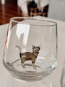 Handmade Glass Mug With Cat Statue, Glass Drinkware, Glass Cup And Water Glass, Glass Mug, Gift, Pet, Glass Cup - Multicolor - View 8