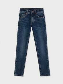 Women's Skinny Jeans - Classic Whisker Wash Stretch Denim Pants With Button & Zipper Closure For Everyday Slimming Fit (Comfortable Figure-Hugging Look) - Dark Wash - View 6