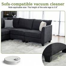 Valacasa 122.8'' Modular Sectional Sofa U-Shaped Oversized Corner Sofa With Storage Ottoman Comfortable Thickened Seat Cushion 6-Seater Modern Living Room Sofa - Black + Linen + 6 Seat + Foam - View 8