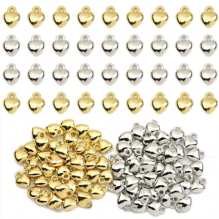 50pcs CCB Peach Heart Shaped Pendant, Suitable For DIY Crafts, Necklace, Bracelet, Phone Charm Making