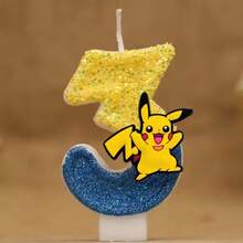 宝可梦主题蜡烛蛋糕数字套装，动漫人物皮卡丘派对生日蜡烛宝可梦蛋糕装饰配件，儿童礼物