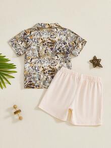 2Pcs Duck Hunting Baby Clothes Toddler Boy Summer Outfit Camouflage Print Short Sleeve T Shirt Ang Shorts Set - Apricot - View 4