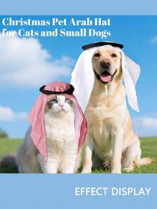 1 chiếc mũ Giáng sinh kiểu Ả Rập cho thú cưng, phù hợp cho mèo và chó nhỏ - Khăn trùm đầu truyền thống Trung Đông cho thú cưng, phụ kiện trang phục ngộ nghĩnh cho ngày lễ (Màu trắng cổ điển) (Họa tiết kẻ caro) - Nhiều màu - Xem 1