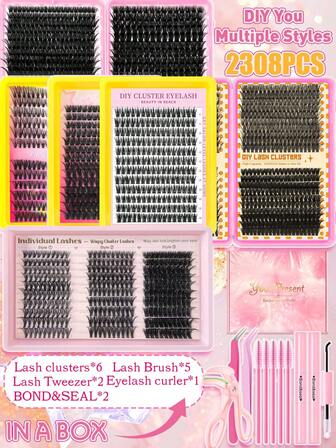 8-18mm Fiber Material False Eyelashes In Multiple Densities & Styles, Comfortable To Wear, Effectively Curled And Long-Lasting, Suitable For DIY Eye Makeup For Work, Dates, Parties, Festivals, And Especially Ramadan, Comes With Applicator Tools For Beginners