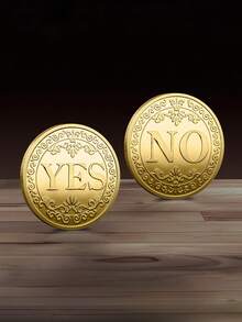 1pc Gold/Silver Metal "Yes/No" Decision Coin, 3D Lucky Coin, Magic Coin, Divination Coin