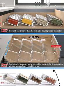 1pc/2pcs/4pcs Spice Drawer Organizer,Tilted Clear Plastic Design,Multiple Sizes, Spice Rack,Spice Storage,Suitable For Cabinets And Countertops,Transparent Modern Kitchen Storage Solution, Makeup Organizer,Desk Organizer