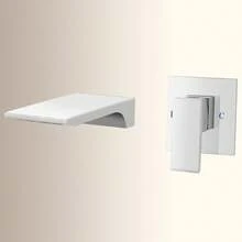 Wall Mount Single Handle Faucet: Waterfall Design For Bathtub, Vanity & Vessel Bathrooms - Silver - View 3