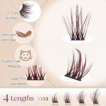 Winifred Brown Lash Clusters Natural Cluster Eyelash Extensions Wispy Eyelash Clusters Manga Anime Lash Extension 16mm Dark Brown Individual Lashes - GManga Brown - 查看 3