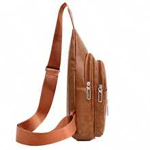 Men's Multi Layer Single Shoulder Bag Outdoor Leisure Crossbody Bag Chest Bag Black Brown Khaki - 卡其色 - 查看 4