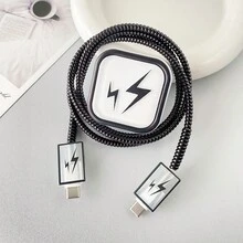 Lightning充电适配器及线缆保护套装，40W苹果充电线缆保护套，防断裂线缆整理器，兼容 17/16/15/13/14充电器 - 無色 - 查看 4