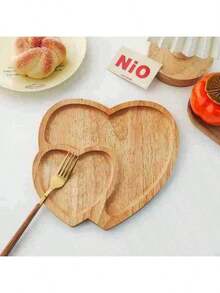 1PC Wooden Tray, Heart Shaped Serving Tray, For Breakfast, Dessert, Bread, Snack, Multifunctional Dinner Plate, Cup Tray, Afternoon Tea Tray, For Home Hotel Restaurant, Kitchen Supplies, Dining Table Decoration,Gifts For Mom Christmas Gift, Valentine's Day Gift, Valentine's Gift - Màu gỗ - Xem 6