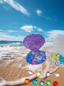 6pcs Diving Gems Pool Toys, Diamond Treasure Box Diving Gems Pirate Pool Toys Set, With Shell Box Game Gift - Multicolor - View 4