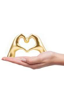 1pc Heart Shaped Hand Sculpture Decoration Suitable For Living Room Bedroom Bookshelf Coffee Table And Office Display, Love Finger Statue Modern Aesthetic Home Decoration, Unique Wedding Christmas Birthday Gift (Multi-Color) - Multicolor - View 13