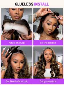 MEGALOOK 13x4 #30 高光蓬松深波浪蕾丝前假发，100% 真人发，180% 密度，透明蕾丝前假发，巴西真人发，预先拔毛，蓬松卷发假发 - SNATURAL/30 - 查看 8