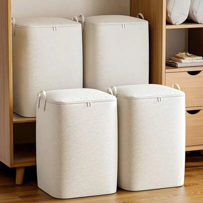 1个大容量带盖折叠收纳盒，1个可折叠布艺收纳袋，可水洗。适用于衣物收纳、换季衣物收纳、床底收纳、衣柜收纳、搬家收纳——是收纳衣物、床上用品、被褥的理想之选。床底收纳盒、宿舍收纳、透气布艺收纳袋，也适合开学季使用。