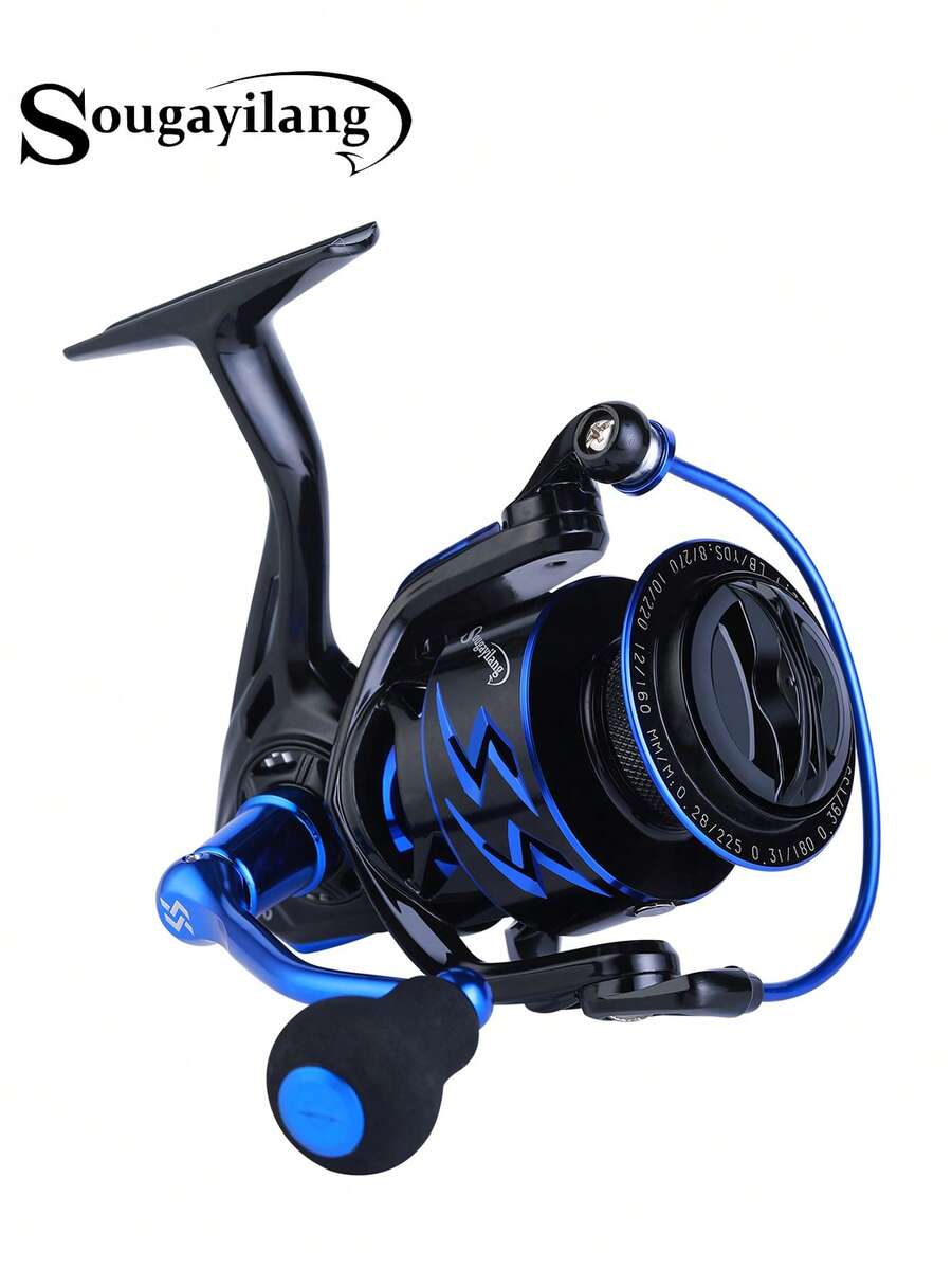 SOUGAYILANG 1 PC 2000-4000 Series Metal Spinning Reel | Alloy Gears & Streamlined Spindle - Smooth Rotation & Casting, Simple And Easy To Use For Freshwater/Saltwater Fishing (Bass, Pike, Catfish) - Blue - View 1