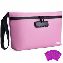 Storage Bag With Combination Lock 12.6\X7.5\ Large Storage Container Cosmetic Bag Medicine Organizer Travel Storage Case Pouch Great Christmas Gift - 櫻花粉紅 - 查看 1