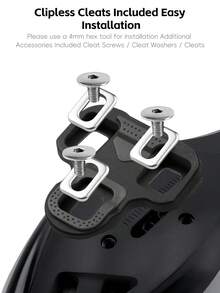 WEST BIKING 一对山地/公路自行车脚踏，采用铬钼钢材质，耐磨，配备3轴承轴，LOOK系统，舒适的自行车锁脚踏，包含锁片。 - 黑色 - 查看 7