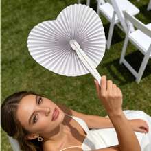 1/10/30/50/80/100 件白色心形折叠纸扇，婚礼装饰