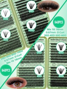 LASHSUN Gift Box, 2304pcs Individual False Eyelashes, 14 Mixed Styles, 10-16mm Cat Eye/Thin/Thick Lashes Set, Includes Bond&Seal Lash Remover And Tweezers, Suitable For Beginners And Experienced Users, Easy DIY At Home, Soft & Comfortable, Suitable For Daily Wear - Black - View 3