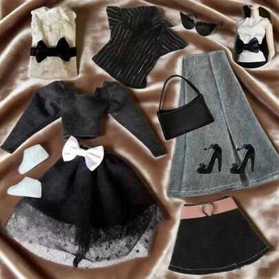 Luxury Doll Outfit Set, Designed For Fashion Enthusiasts, Includes Exquisite Accessories, Suitable For Various Occasions. Fits 11.5-12 Inch Dolls, 1/6 BJD Doll Clothes, Can Be Used As Holiday Gifts.