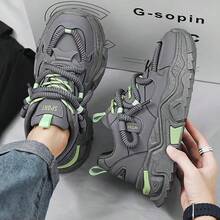 Giày thể thao đế dày tăng chiều cao dành cho nam, giày thể thao thường ngày thoáng khí, giày thể thao đế dày đa năng bằng lưới dành cho nam. - Xám - Xem 4