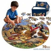 Pets Dogs Round Floor Jigsaw Puzzle 70 Pieces - Camel - View 1