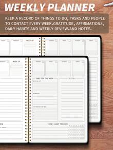 Weekly Planner Notebook For Work, A4 Spiral Bound Undated Planner With Clean Sections For Office Planning - Multicolor - View 2