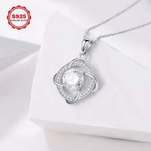 SISGEM Genuine Moissanite Love Knot Necklace In 925 Sterling Silvery For Women, 2 Carat Moissanite Pendant Necklace Natural Moissanite Jewelry Gifts For Birthday Christmas 18-20 Inch - 白色 - 查看 2